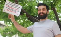 Sivas’ta ‘babam çekirdeğinden büyüttü’ dediği ağaca astığı notla tebessüm ettirdi